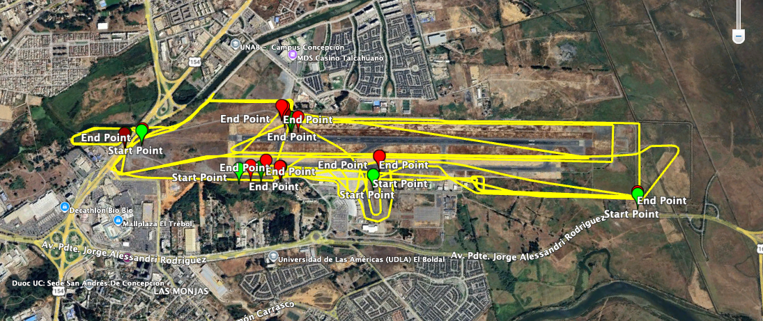 Mapa de recorridos RPA — Aeropuerto Carriel Sur
